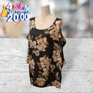 Moa moa woman cold shoulder floral sheer blouse size 2x